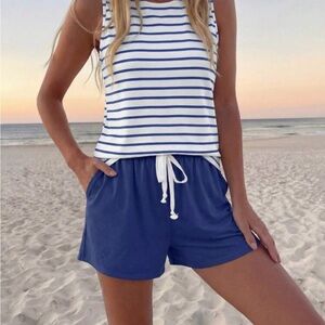 SHEIN Navy Blue Striped Lounge Shorts